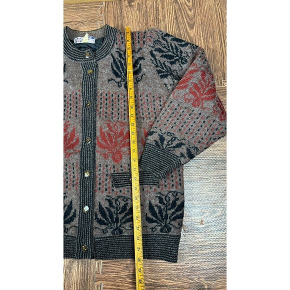 Vintage 80s Puffy Cozy Button Up Cardigan Sweater By Lung Kong Icelandic Style - Picture 7 of 9
